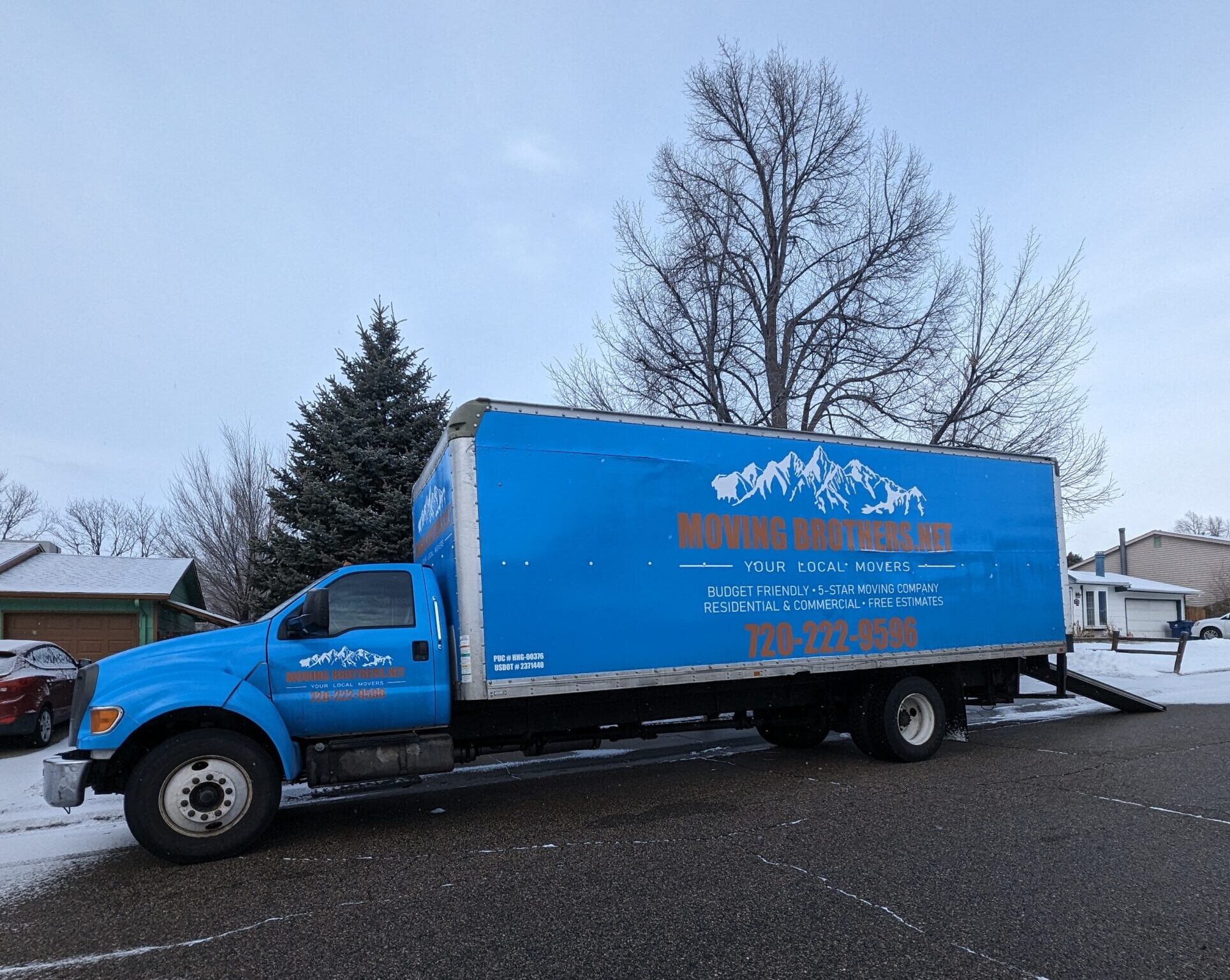 Moving Brothers' truck on the road.