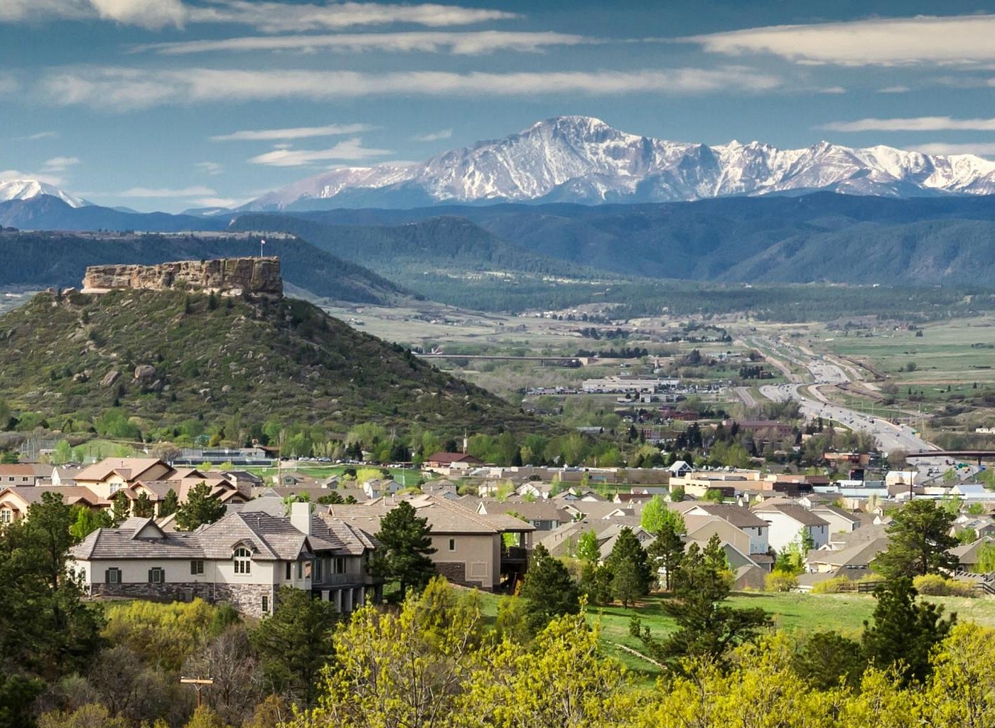 Aerial view of Castle Rock, CO.